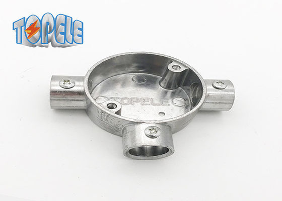 3/4" 1" BS31 কন্ডাক্ট অ্যালুমিনিয়াম ফিটিং সার্কুলার বক্স 3 ওয়ে / টি বক্স আইএসও